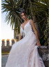 Beaded Tassel Ivory Lace Wedding Dress With Champagne Lining